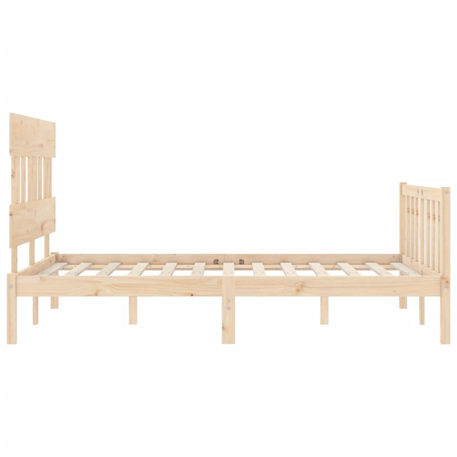 Bedframe met hoofdbord massief hout 140x200 cm 140 x 200 cm Naturel