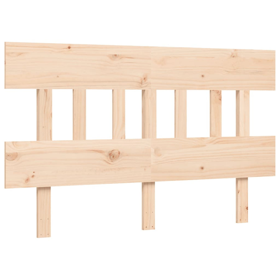 Bedframe met hoofdbord massief hout 140x200 cm 140 x 200 cm Naturel