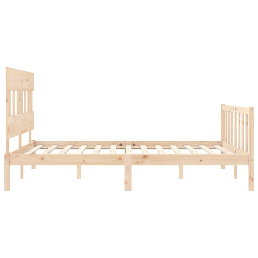 Bedframe met hoofdbord massief hout 160x200 cm 160 x 200 cm Naturel met hoofdbord & voetbord