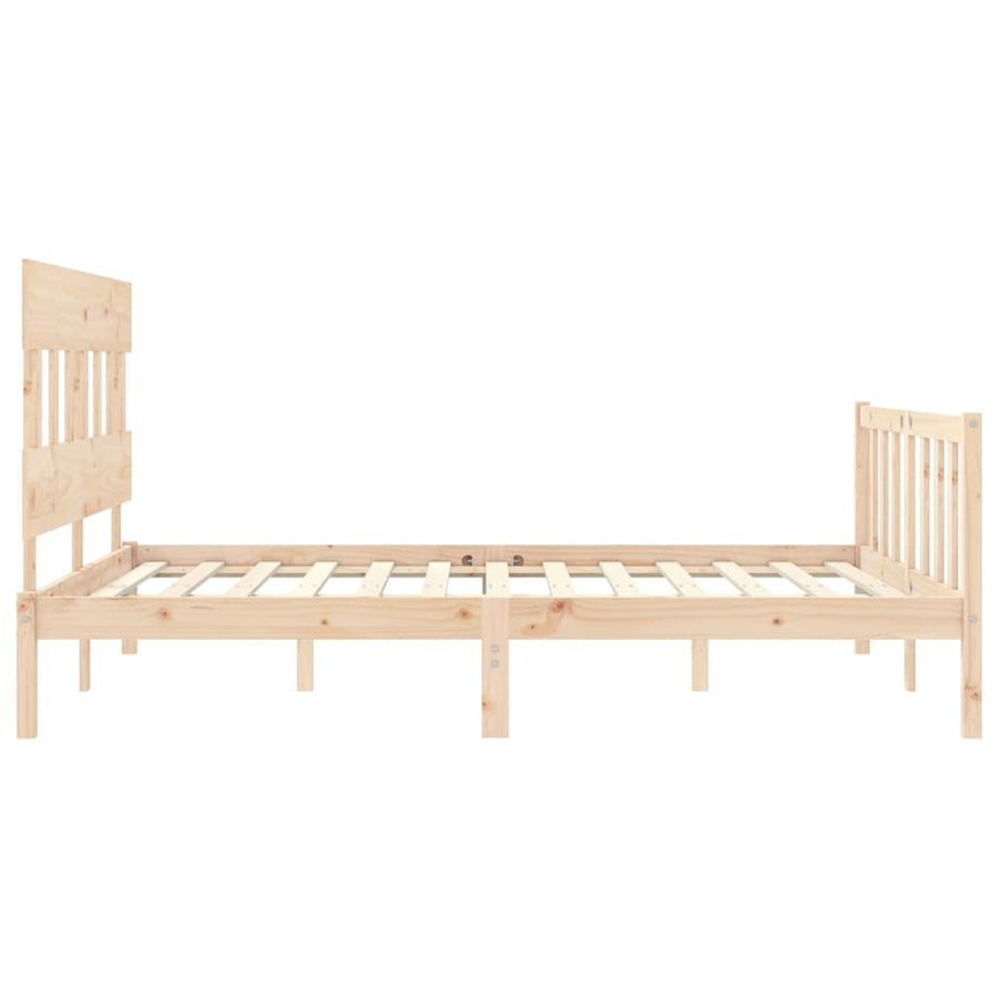 Bedframe met hoofdbord massief hout 160x200 cm 160 x 200 cm Naturel met hoofdbord & voetbord