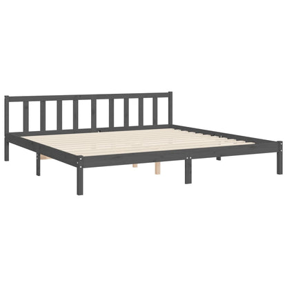 Bedframe met hoofdbord massief hout grijs 200x200 cm 200 x 200 cm Grijs met hoofdbord & voetbord