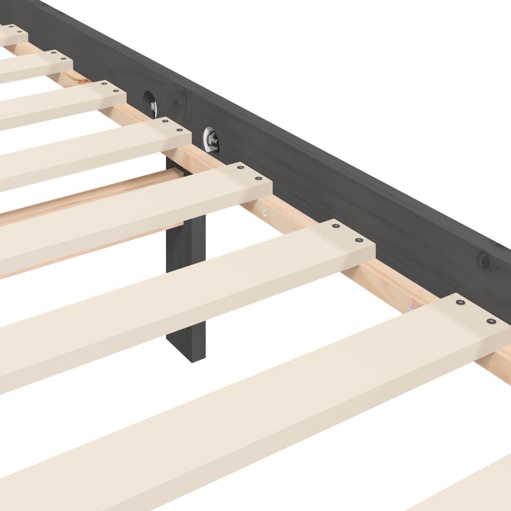 Bedframe met hoofdbord massief hout grijs 200x200 cm 200 x 200 cm Grijs met hoofdbord & voetbord