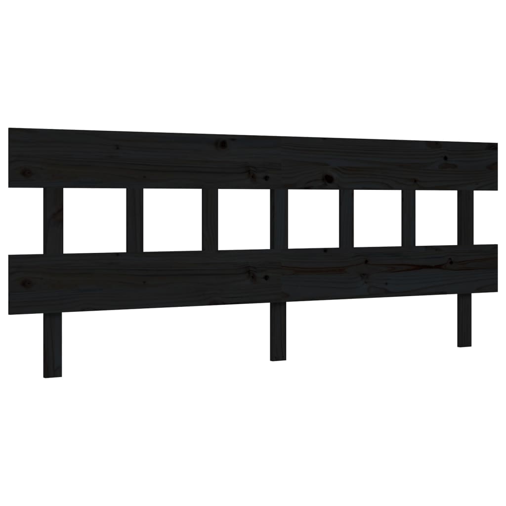 Bedframe met hoofdbord massief hout zwart 200x200 cm 200 x 200 cm Zwart