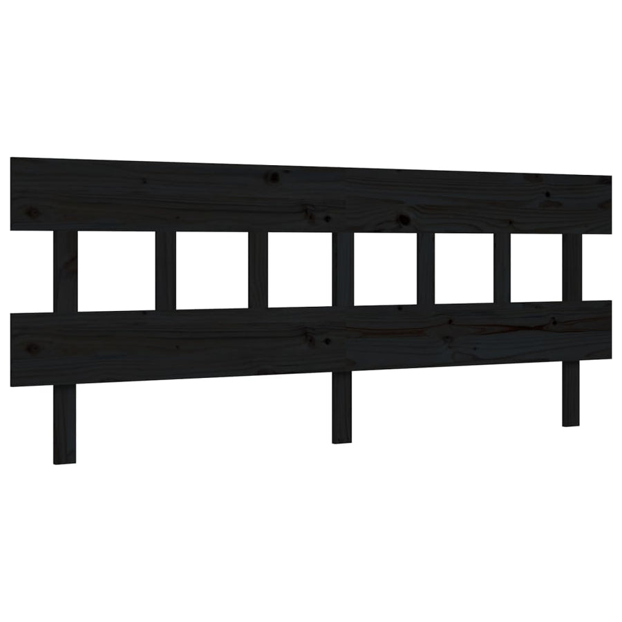 Bedframe met hoofdbord massief hout zwart 200x200 cm 200 x 200 cm Zwart