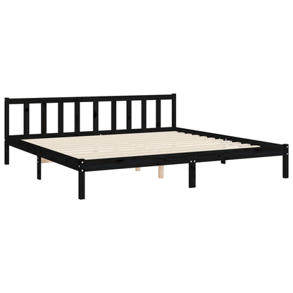 Bedframe met hoofdbord massief hout zwart 200x200 cm 200 x 200 cm Zwart