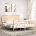 Bedframe Met Hoofdbord Massief Hout 160 x 200 cm Naturel