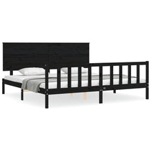 Bedframe Met Hoofdbord Massief Hout 200 x 200 cm Zwart