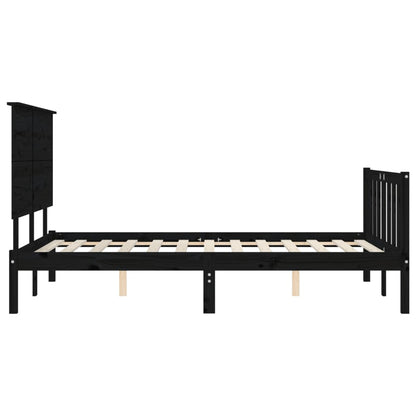 Bedframe Met Hoofdbord Massief Hout 200 x 200 cm Zwart