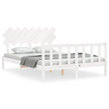 Bedframe Met Hoofdbord Massief Hout 140 x 190 cm Wit