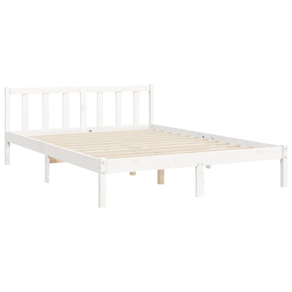 Bedframe Met Hoofdbord Massief Hout 140 x 190 cm Wit