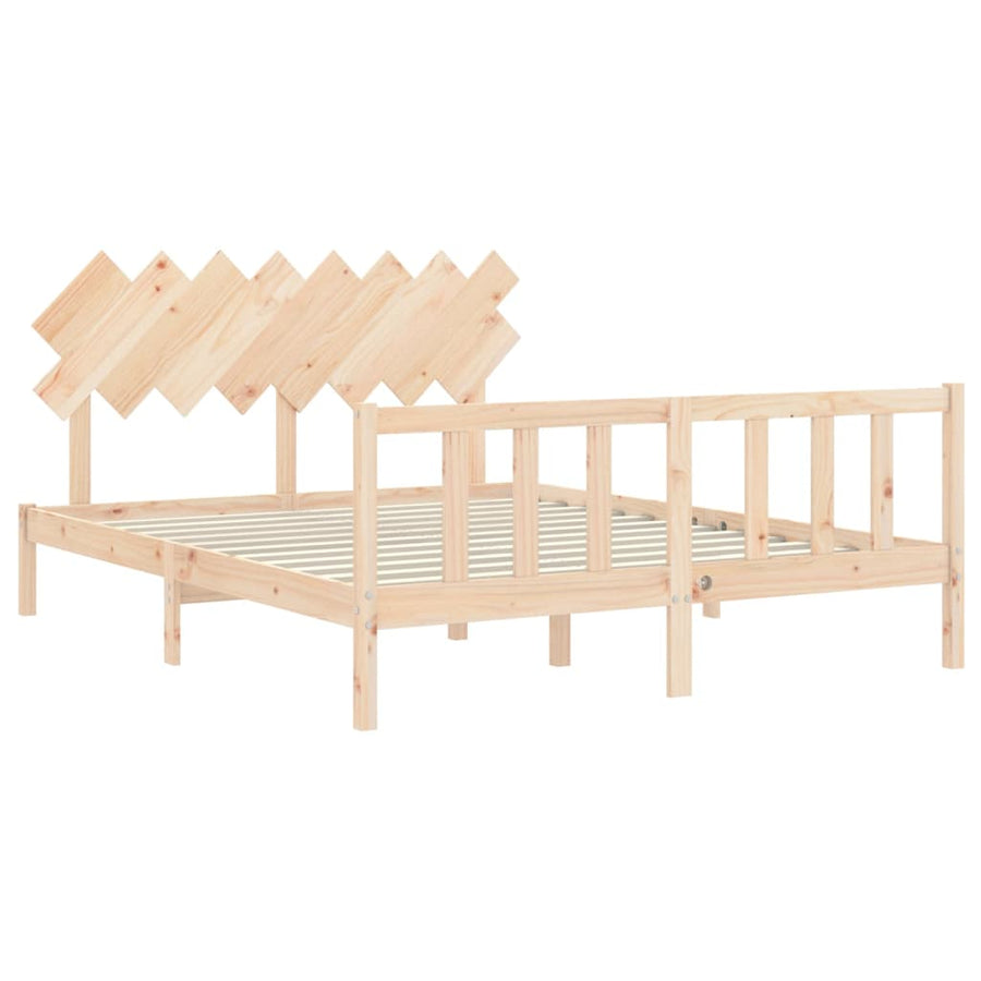 Bedframe Met Hoofdbord Massief Hout 160 x 200 cm Naturel