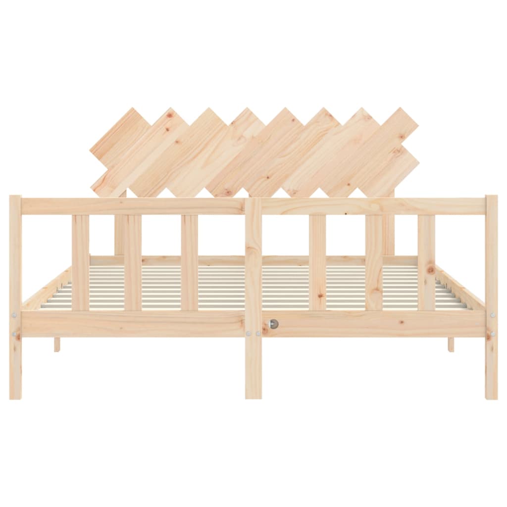 Bedframe Met Hoofdbord Massief Hout 160 x 200 cm Naturel