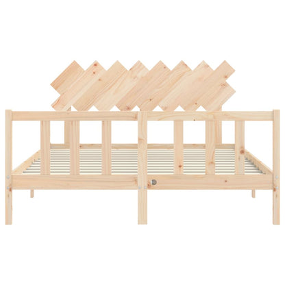 Bedframe Met Hoofdbord Massief Hout 160 x 200 cm Naturel