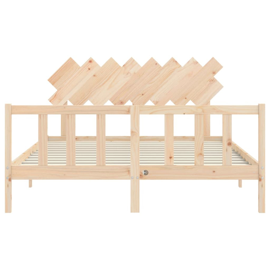 Bedframe Met Hoofdbord Massief Hout 160 x 200 cm Naturel