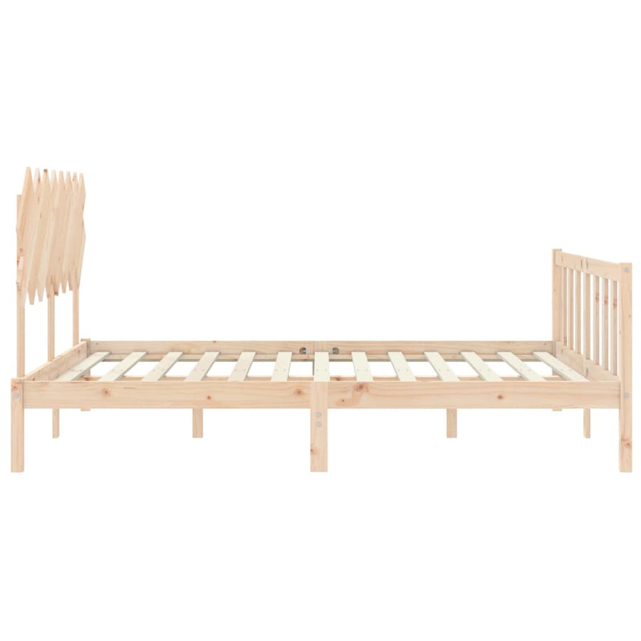 Bedframe Met Hoofdbord Massief Hout 160 x 200 cm Naturel