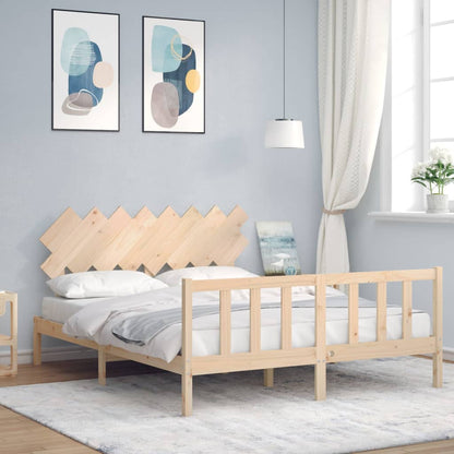 Bedframe Met Hoofdbord Massief Hout 160 x 200 cm Naturel
