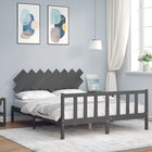 Bedframe Met Hoofdbord Massief Hout 160 x 200 cm Grijs