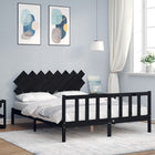 Bedframe Met Hoofdbord Massief Hout 160 x 200 cm Zwart