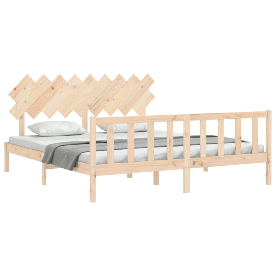 Bedframe Met Hoofdbord Massief Hout 6Ft Super King 180 x 200 cm Naturel