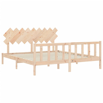 Bedframe Met Hoofdbord Massief Hout 6Ft Super King 180 x 200 cm Naturel