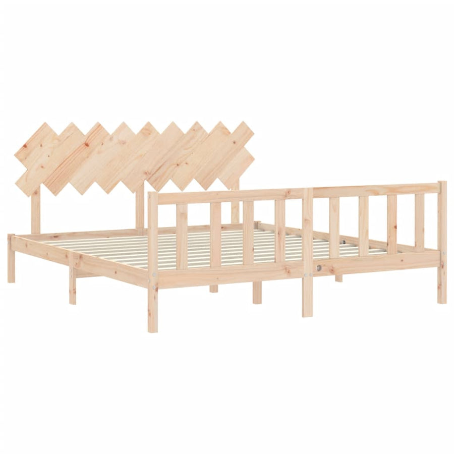 Bedframe Met Hoofdbord Massief Hout 6Ft Super King 180 x 200 cm Naturel