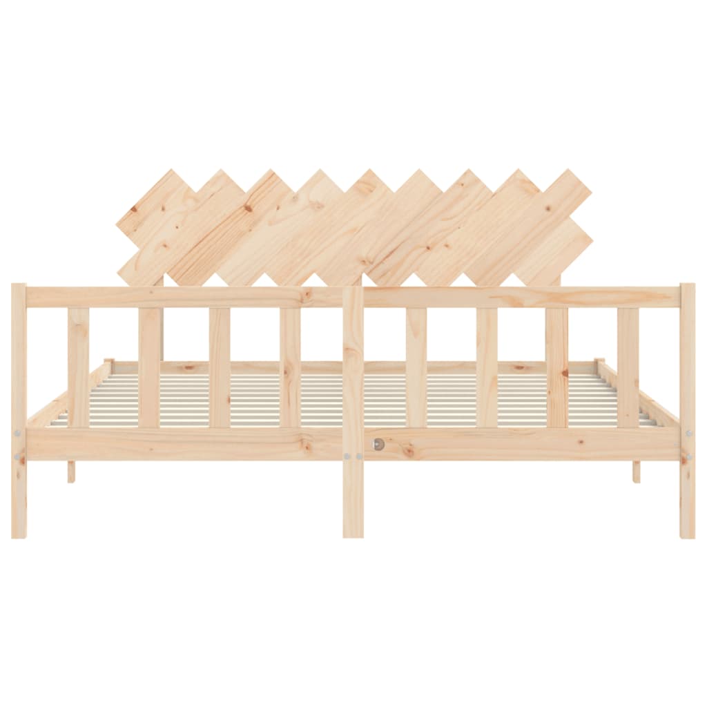 Bedframe Met Hoofdbord Massief Hout 6Ft Super King 180 x 200 cm Naturel