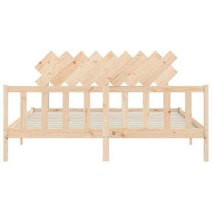 Bedframe Met Hoofdbord Massief Hout 6Ft Super King 180 x 200 cm Naturel