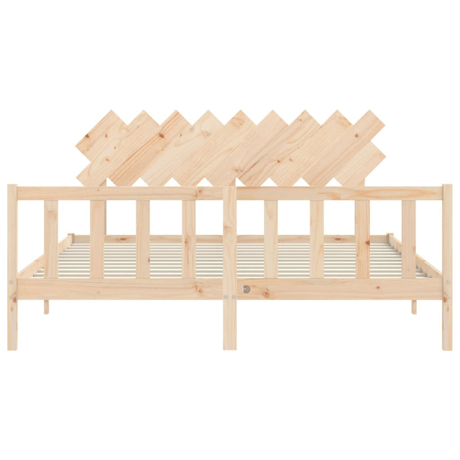Bedframe Met Hoofdbord Massief Hout 6Ft Super King 180 x 200 cm Naturel