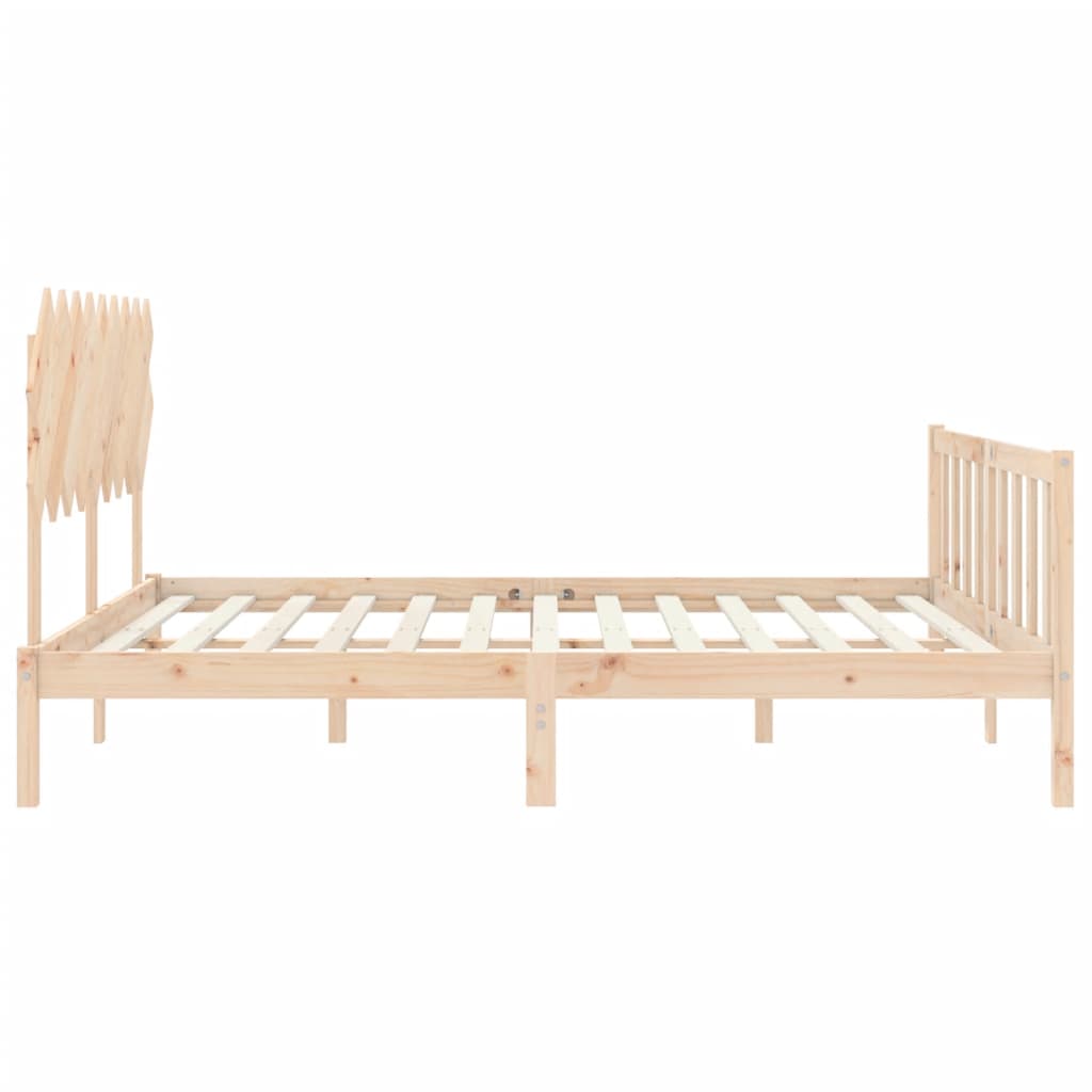 Bedframe Met Hoofdbord Massief Hout 6Ft Super King 180 x 200 cm Naturel