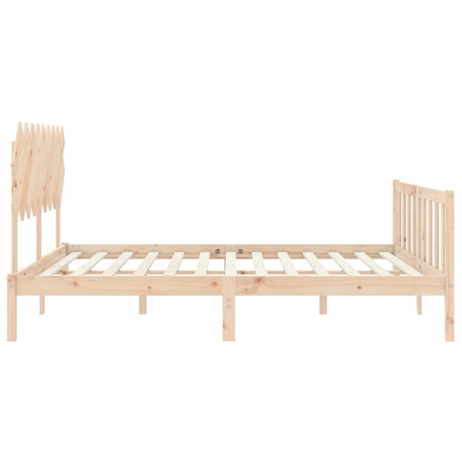 Bedframe Met Hoofdbord Massief Hout 6Ft Super King 180 x 200 cm Naturel