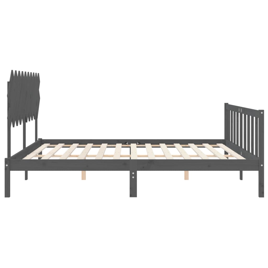 Bedframe Met Hoofdbord Massief Hout 200 x 200 cm Grijs