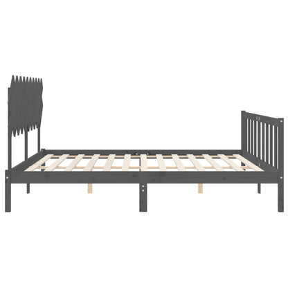 Bedframe Met Hoofdbord Massief Hout 200 x 200 cm Grijs
