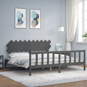Bedframe massief hout grijs 200x200 cm