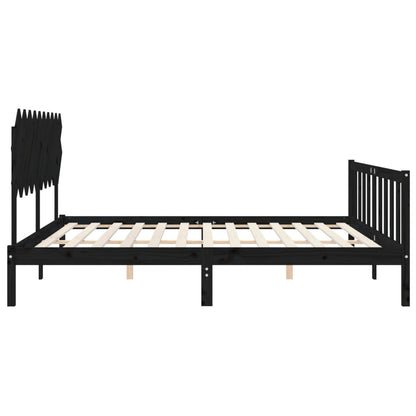 Bedframe Met Hoofdbord Massief Hout 200 x 200 cm Zwart