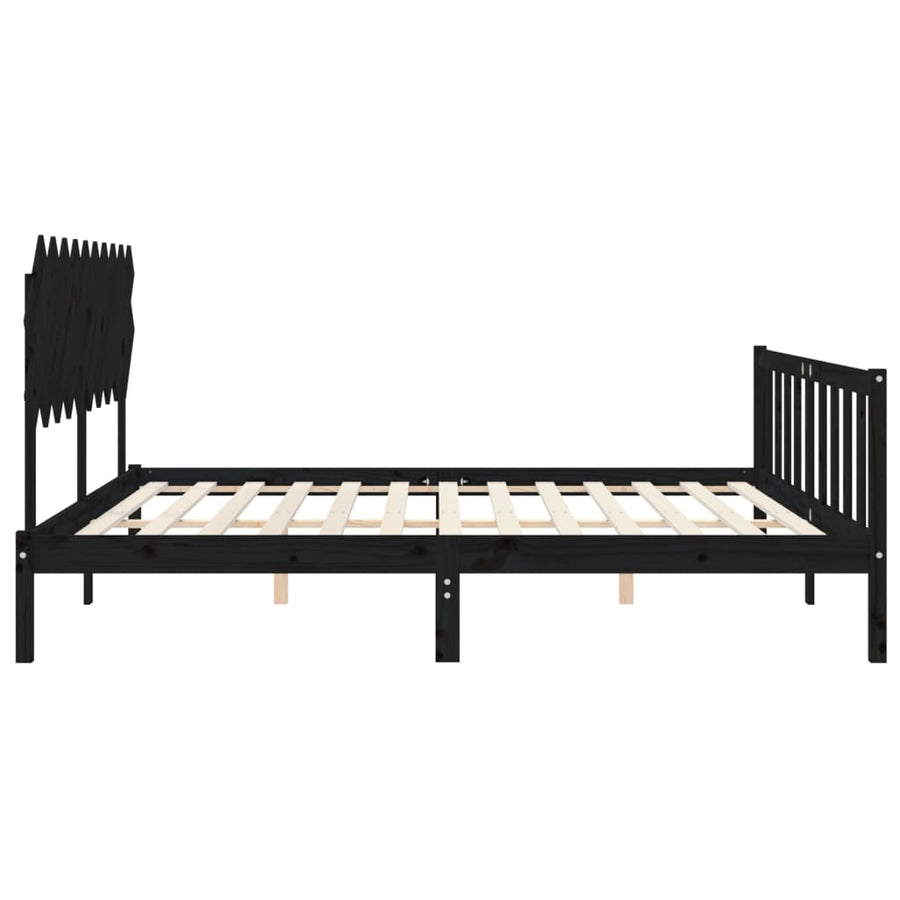 Bedframe Met Hoofdbord Massief Hout 200 x 200 cm Zwart