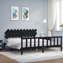 Bedframe Met Hoofdbord Massief Hout 200 x 200 cm Zwart