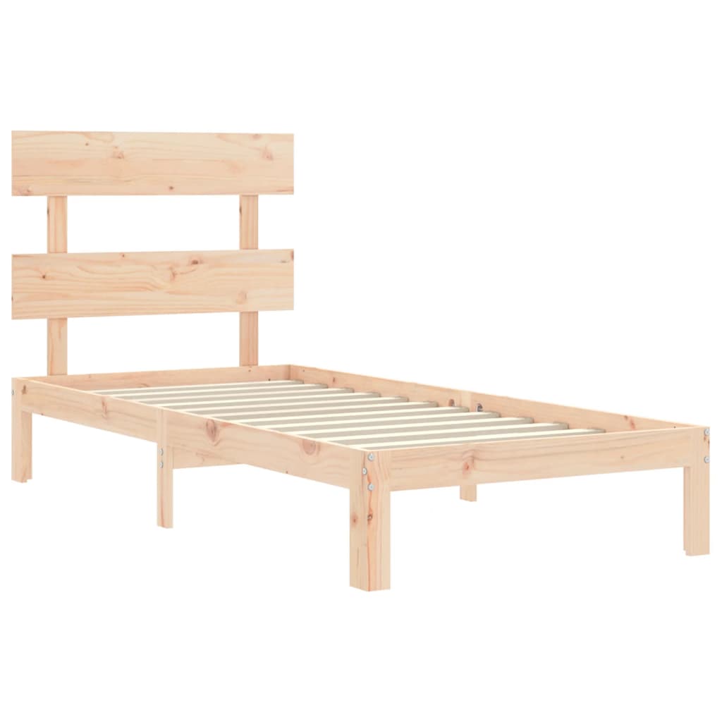 Bedframe met hoofdbord massief hout 2FT6 Small Single 75 x 190 cm Naturel met hoofdbord