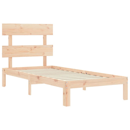 Bedframe met hoofdbord massief hout 2FT6 Small Single 75 x 190 cm Naturel met hoofdbord