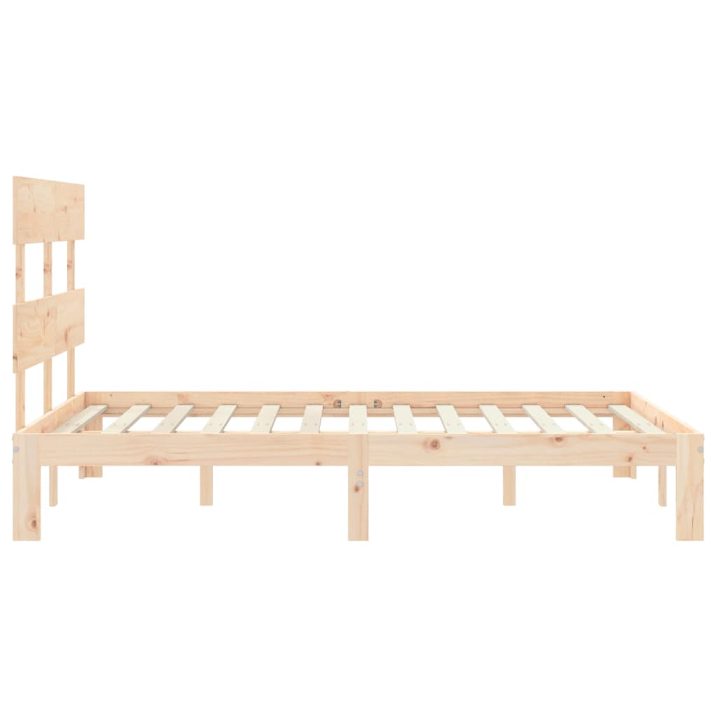 Bedframe met hoofdbord massief hout 4FT Small Double 120 x 190 cm Naturel met hoofdbord