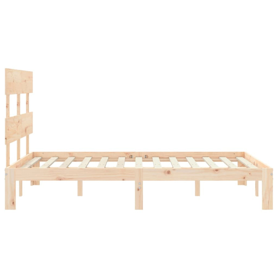 Bedframe met hoofdbord massief hout 4FT Small Double 120 x 190 cm Naturel met hoofdbord