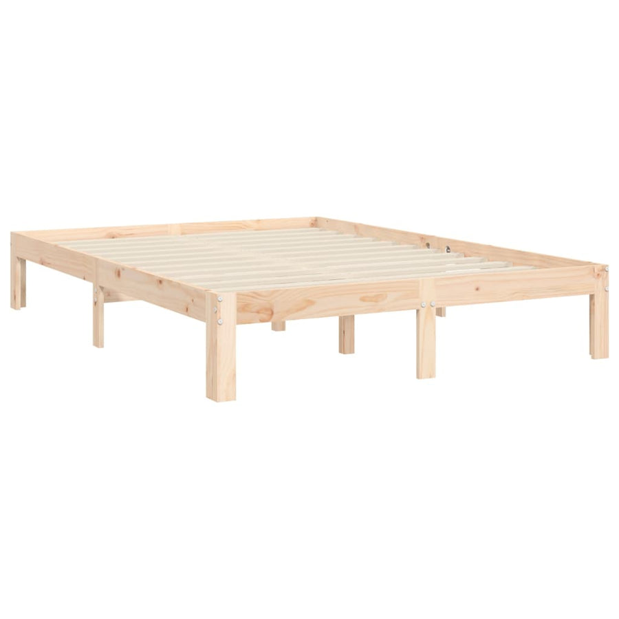 Bedframe met hoofdbord massief hout 4FT Small Double 120 x 190 cm Naturel met hoofdbord