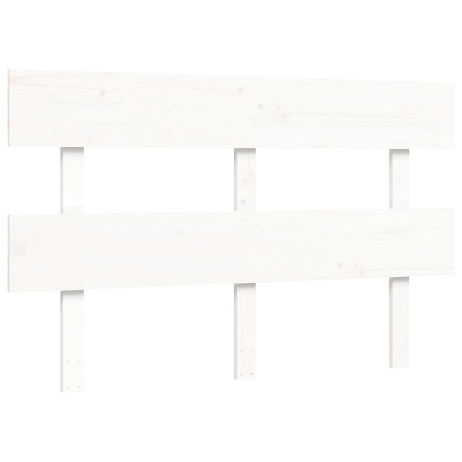 Bedframe met hoofdbord massief hout wit 4FT Small Double 120 x 190 cm Wit met hoofdbord