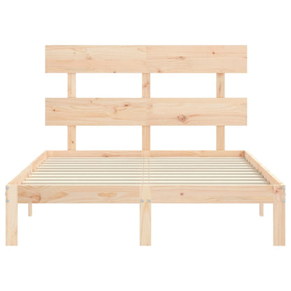 Bedframe met hoofdbord massief hout 140x190 cm 140 x 190 cm Naturel met hoofdbord