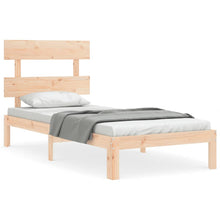 Bedframe met hoofdbord massief hout 90x200 cm 90 x 200 cm Naturel met hoofdbord