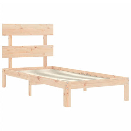 Bedframe met hoofdbord massief hout 90x200 cm 90 x 200 cm Naturel met hoofdbord