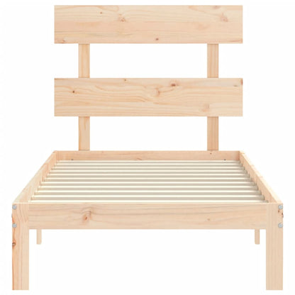 Bedframe met hoofdbord massief hout 90x200 cm 90 x 200 cm Naturel met hoofdbord
