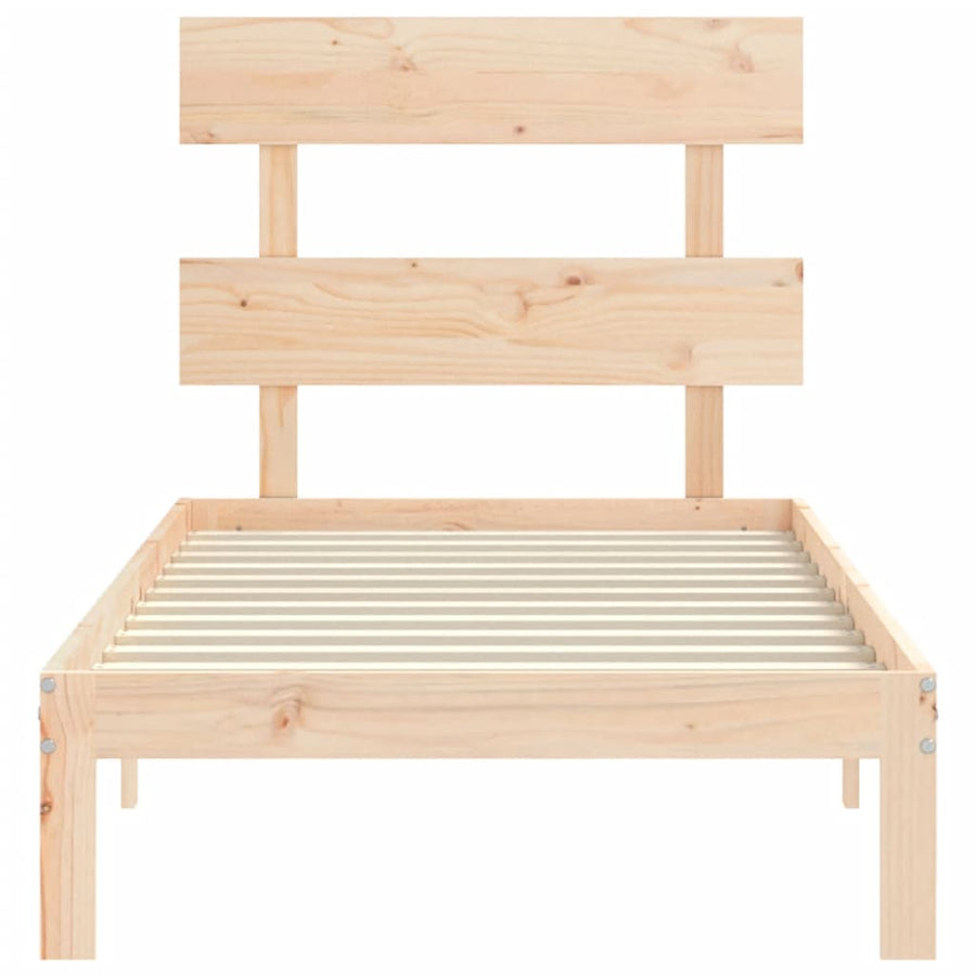 Bedframe met hoofdbord massief hout 90x200 cm 90 x 200 cm Naturel met hoofdbord