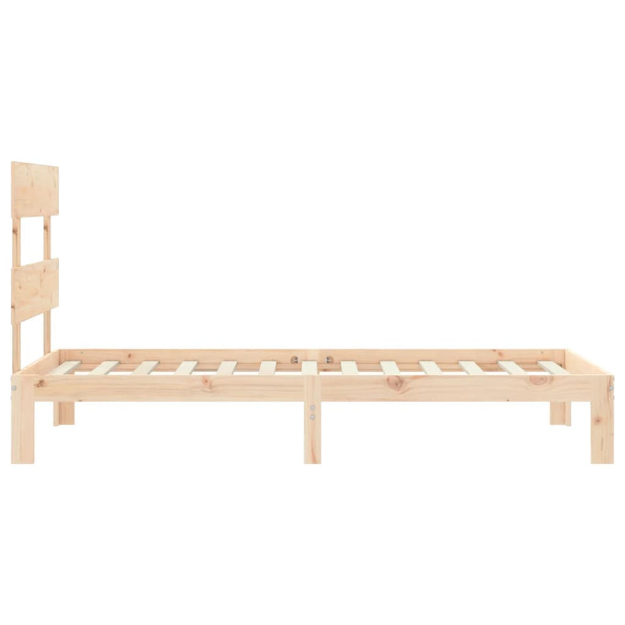 Bedframe met hoofdbord massief hout 90x200 cm 90 x 200 cm Naturel met hoofdbord