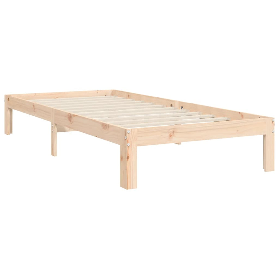 Bedframe met hoofdbord massief hout 90x200 cm 90 x 200 cm Naturel met hoofdbord