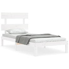 Bedframe met hoofdbord massief hout wit 90x200 cm 90 x 200 cm Wit met hoofdbord